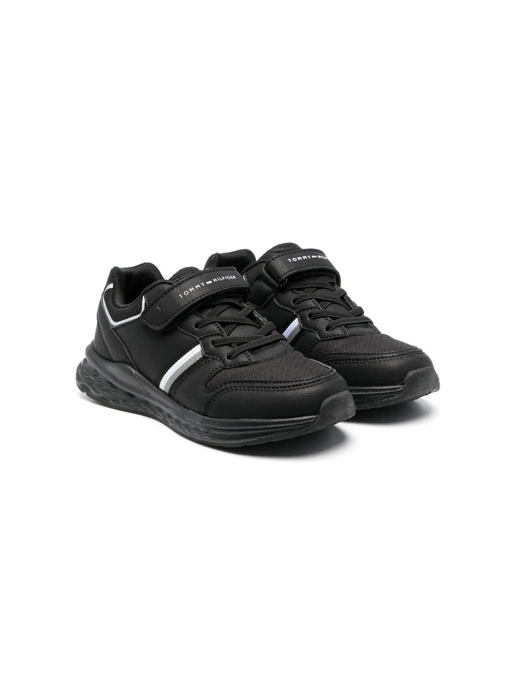 

Tommy Hilfiger Junior logo-print touch-strap sneakers - Black