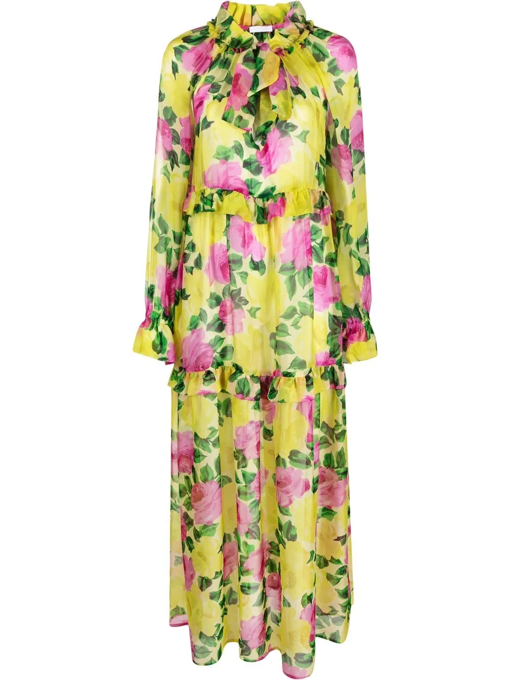 

P.A.R.O.S.H. long-sleeve floral-print dress - Yellow