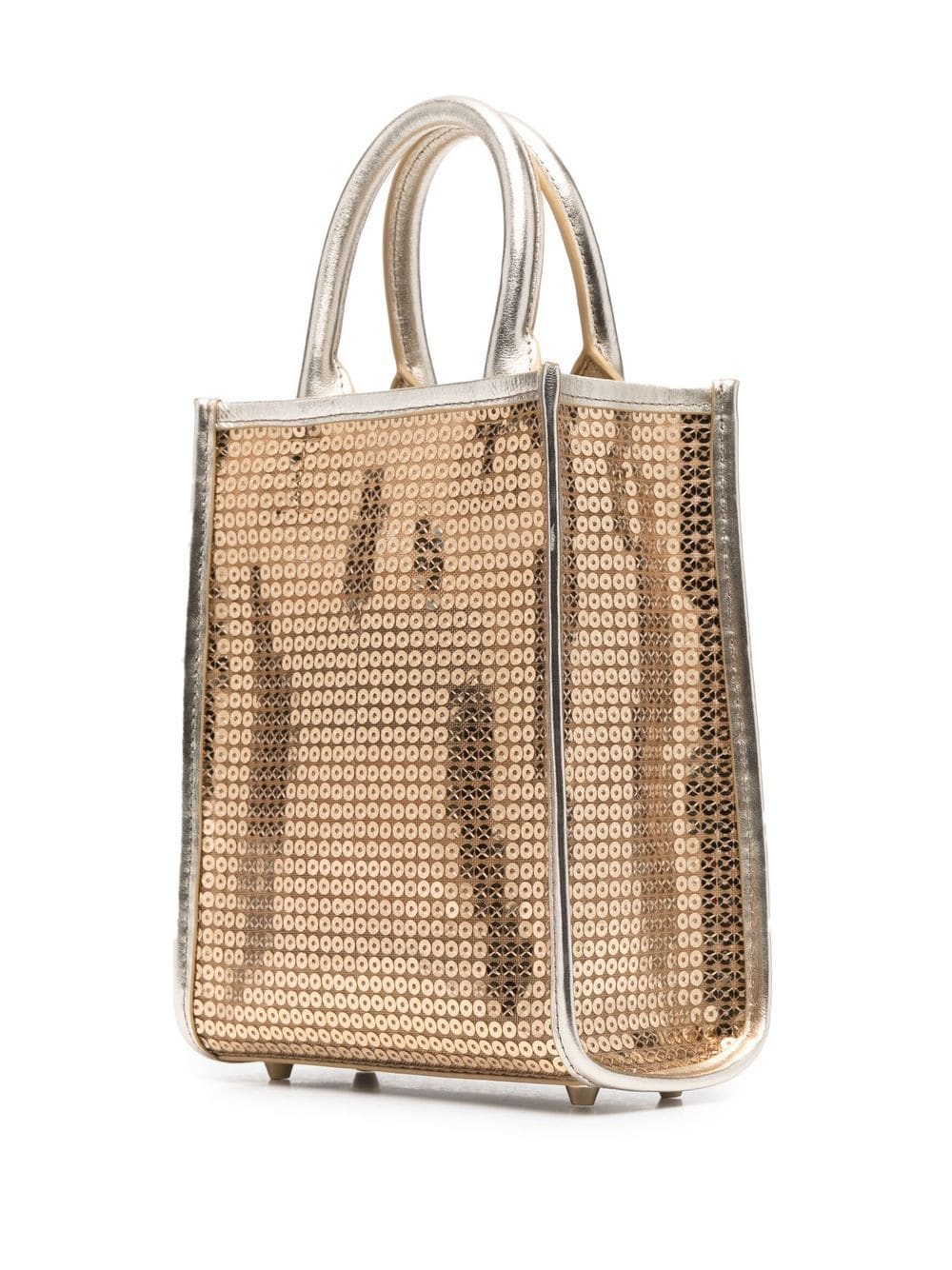 Shop Furla Logo-print Sequin Tote Bag In Gold