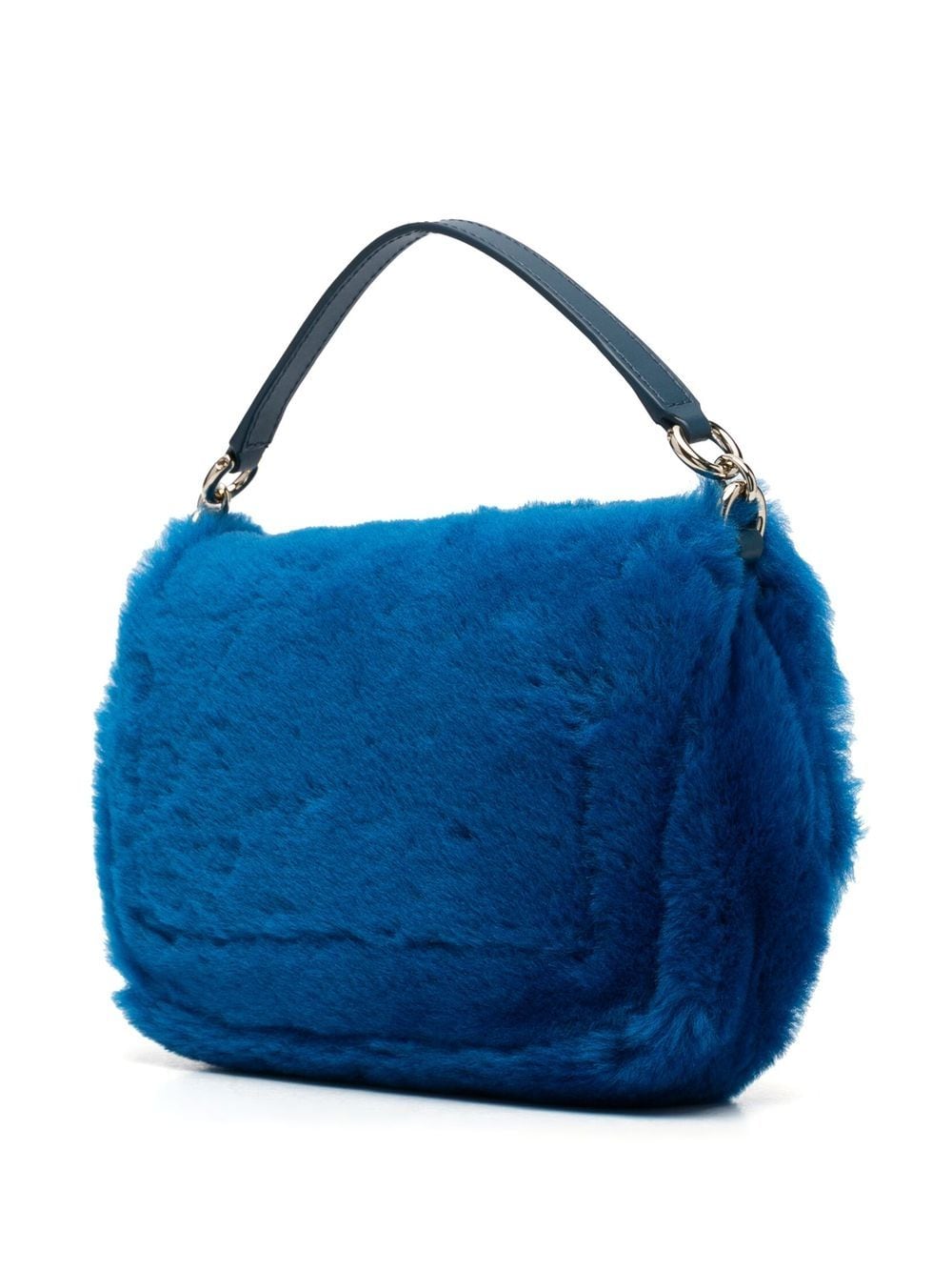 Shop Furla Sheepskin Logo-detail Tote Bag In Blue