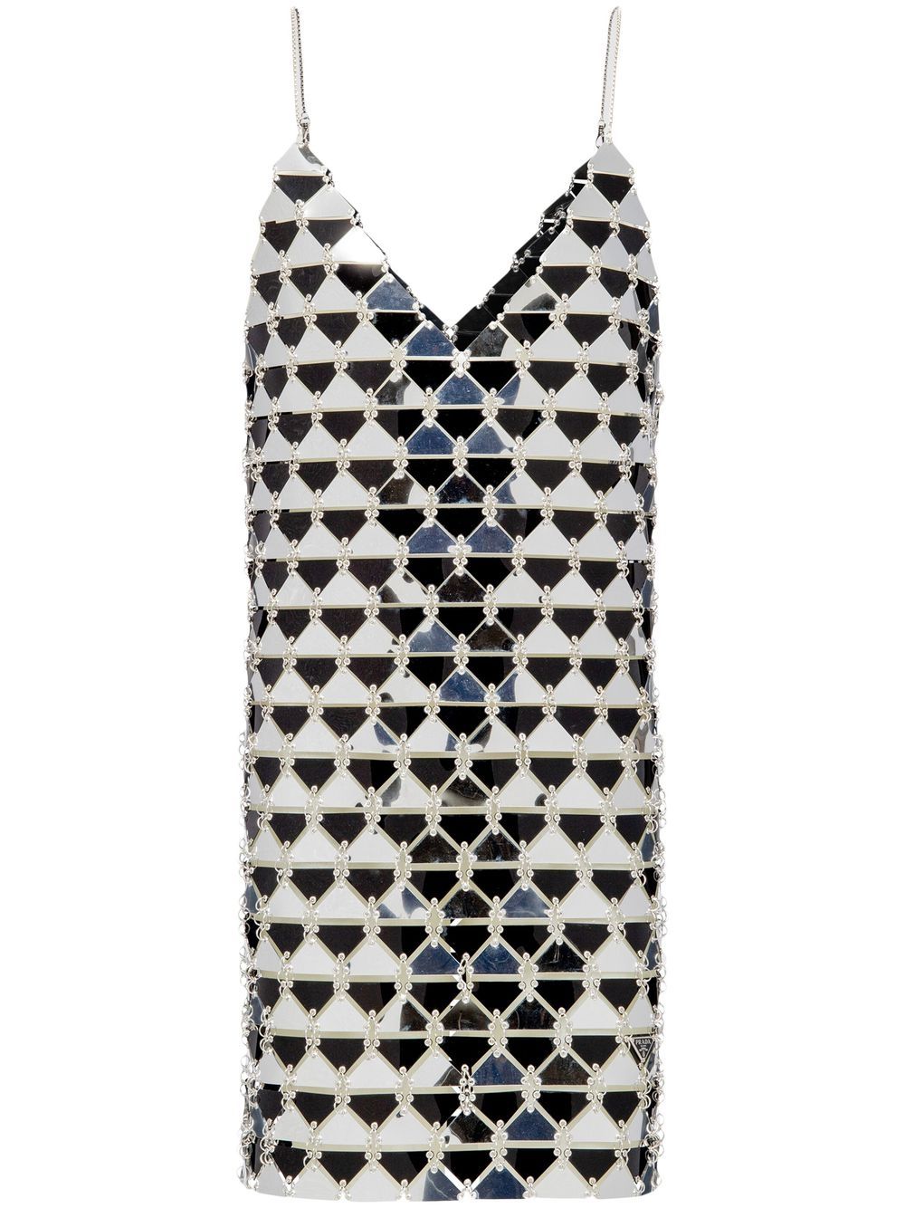 Prada Chainmail Maxi-sequin Dress In Silver