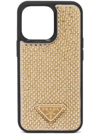 Prada rhinestone-embellished iPhone 13 Pro Case | Gold | FARFETCH