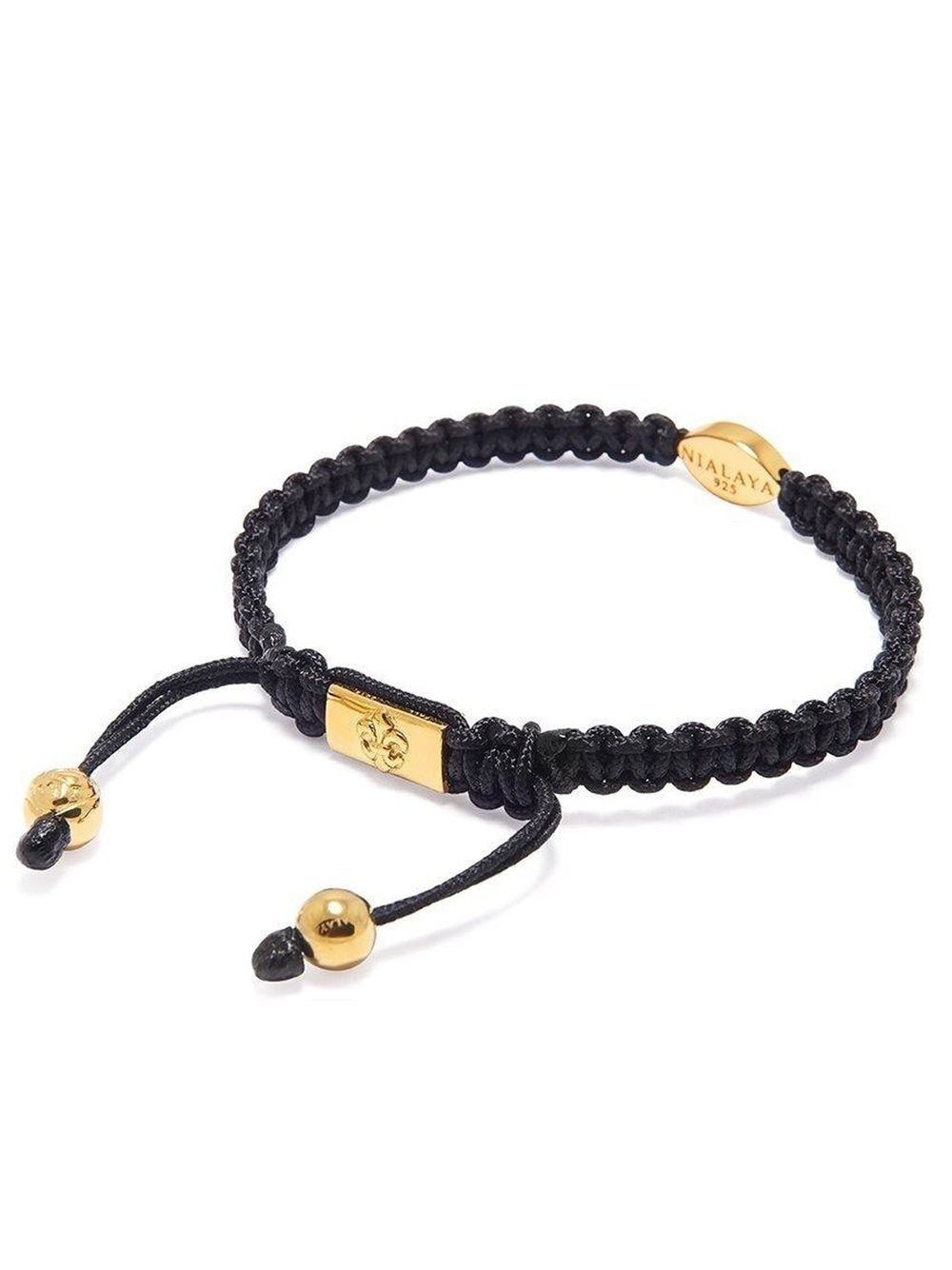 Shop Nialaya Jewelry Evil Eye-detail String Bracelet In Black