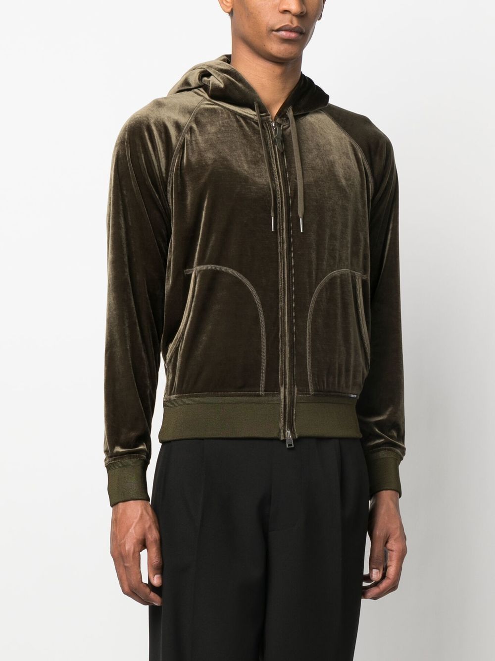 Shop Tom Ford Full-zip Hooded Jacket In 褐色
