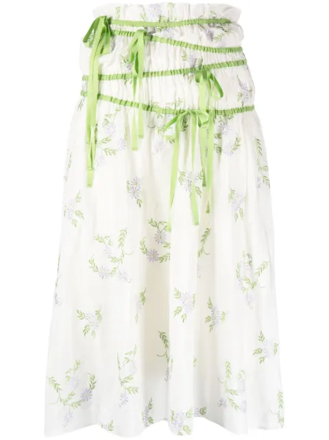 yuhan wang floral-print midi skirt