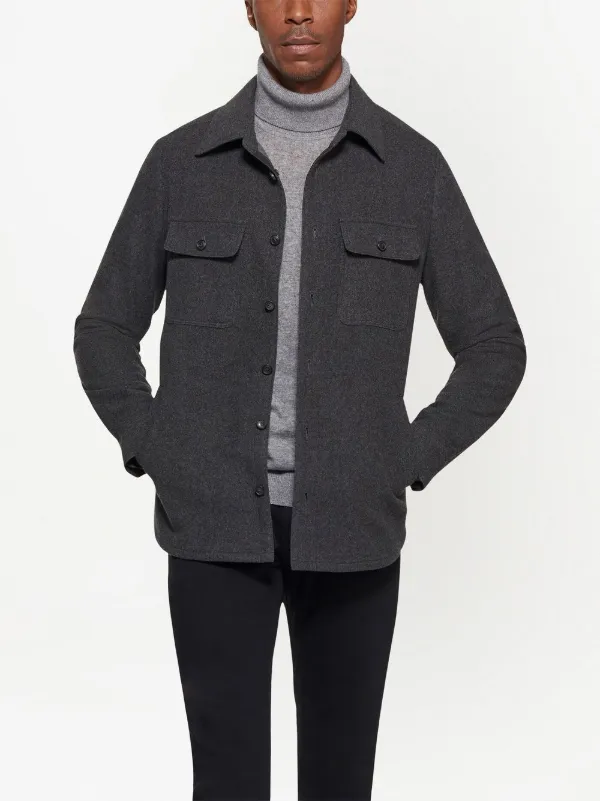 long sleeved wool shirt jacket