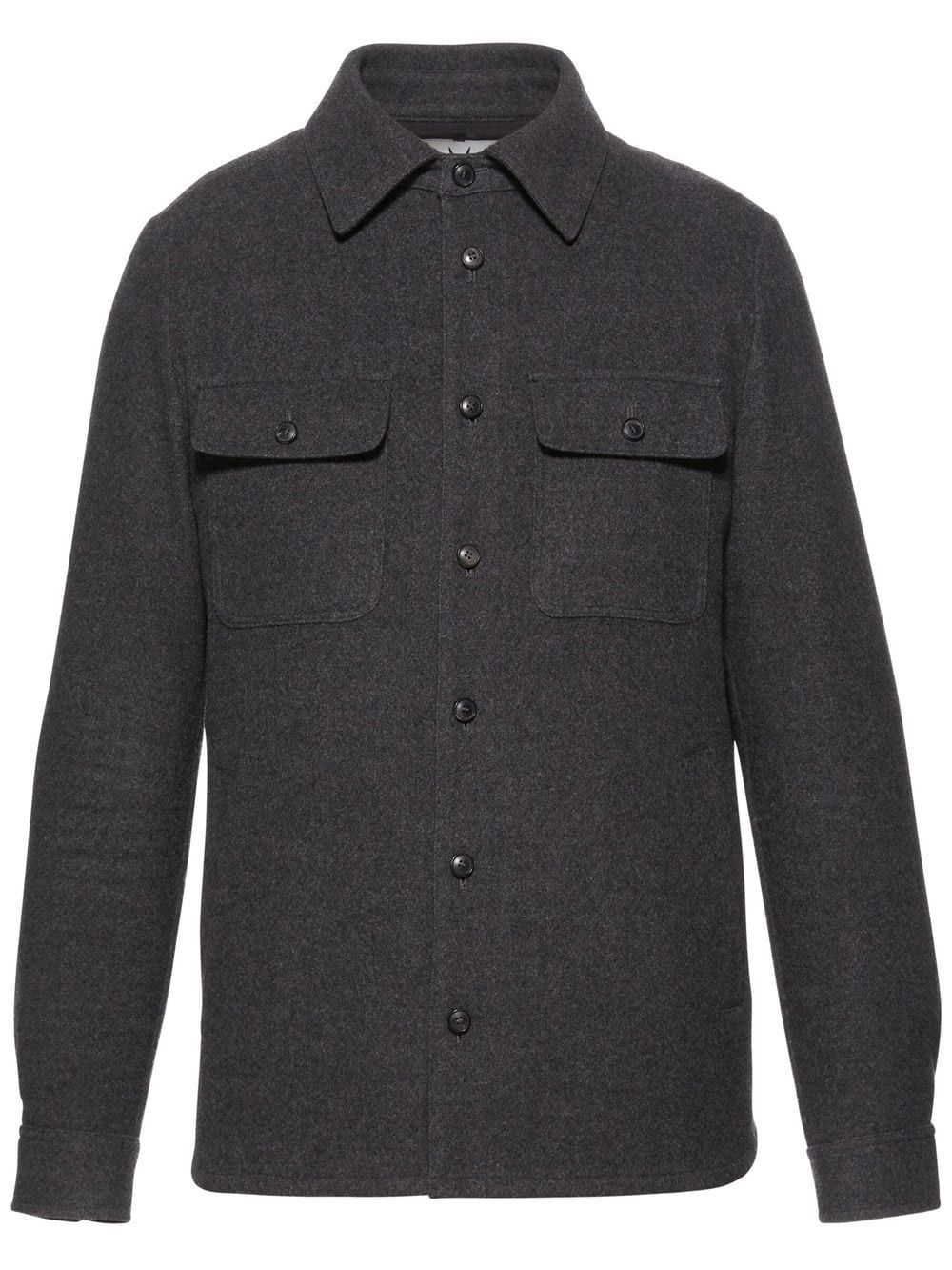 Norwegian Wool Long-sleeved Wool Shirt Jacket In Grey