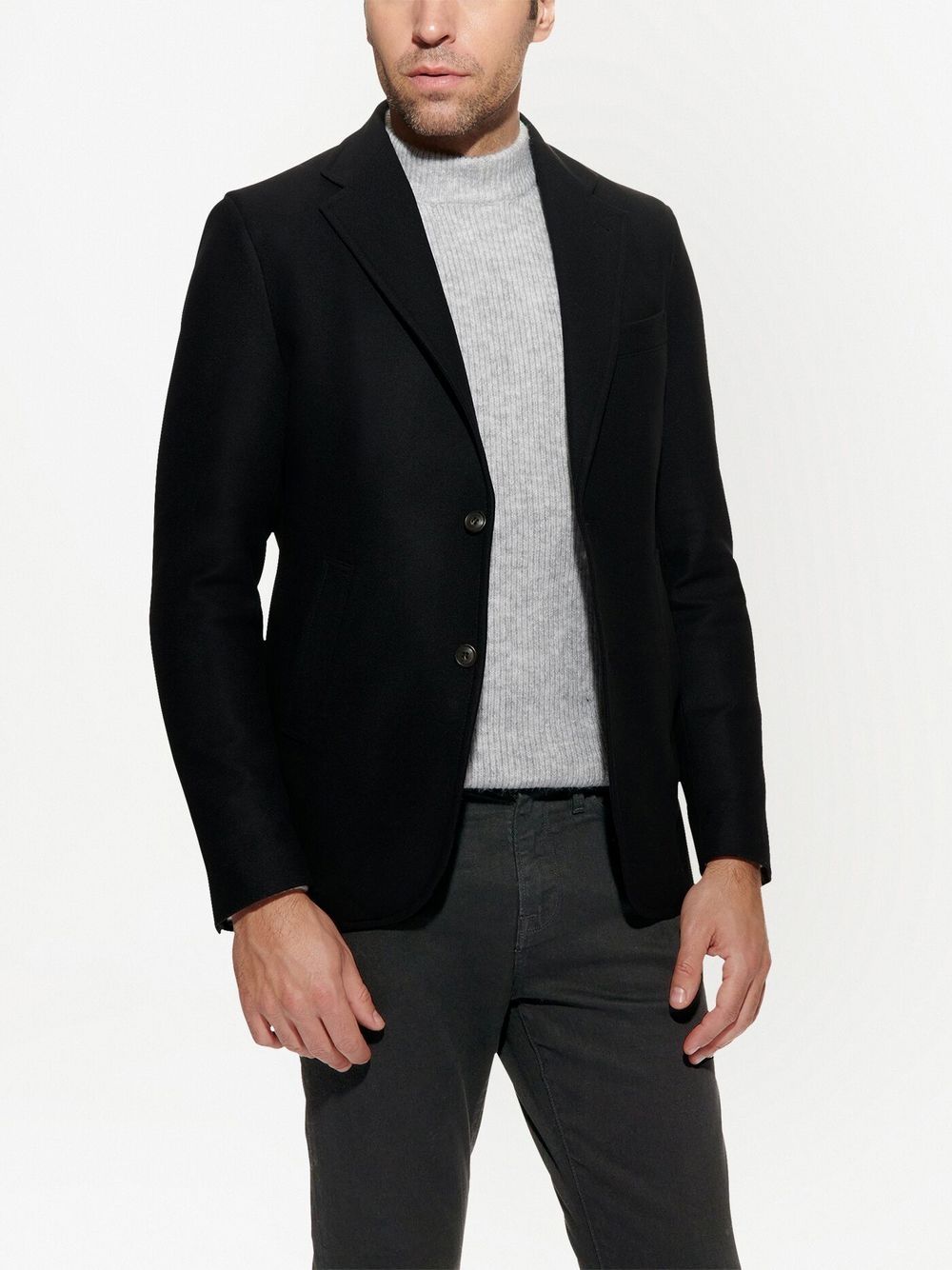 Shop Norwegian Wool Layered-design Wool-cashmere Blazer In Black