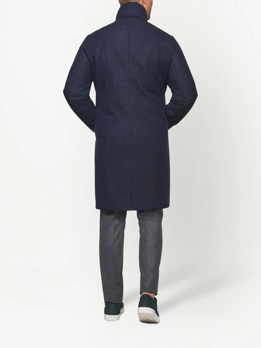 Shop Norwegian Wool Single-breasted Down-filled Coat In Blue