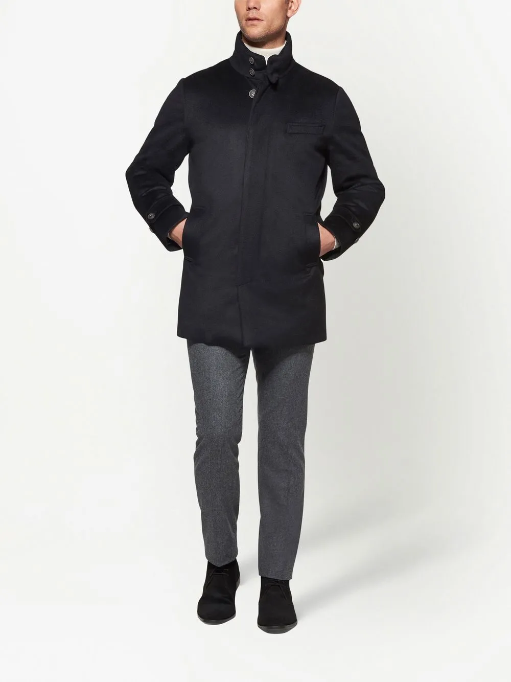 Shop Norwegian Wool Down-filled Car Coat In Black