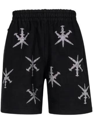 Unknown UK Rhinestone Dagger Track Shorts | Black | FARFETCH AU