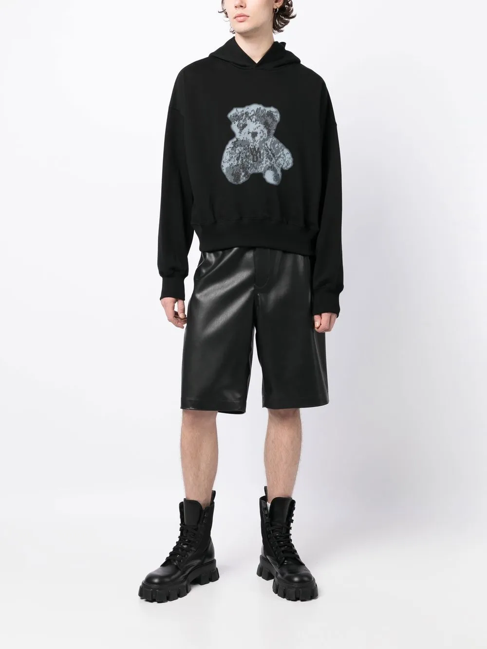 We11done Hoodie met print - Zwart