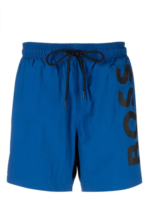 BOSS logo-print swim shorts
