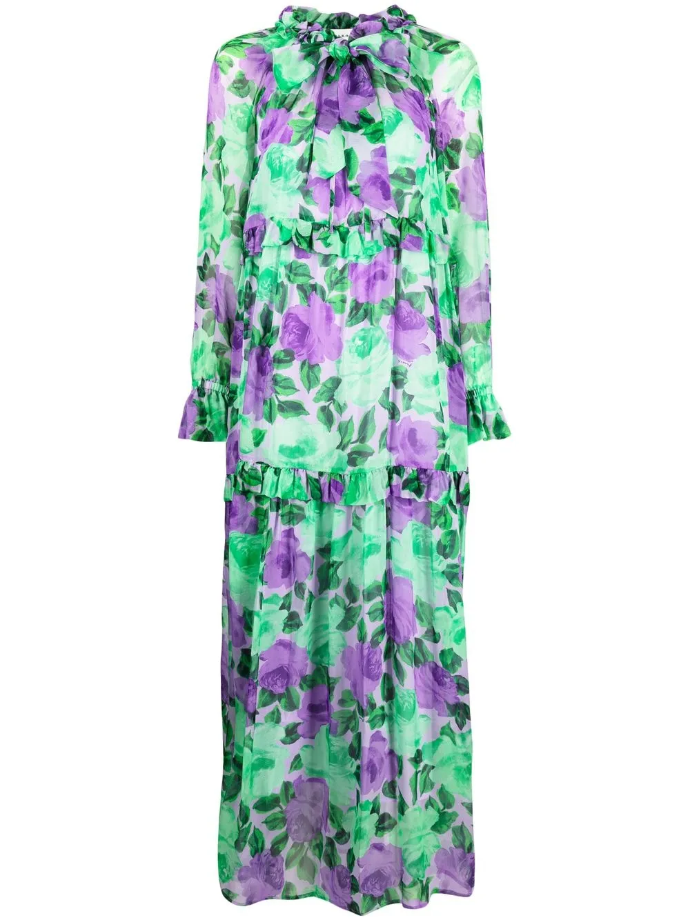 

P.A.R.O.S.H. long-sleeve floral-print dress - Green