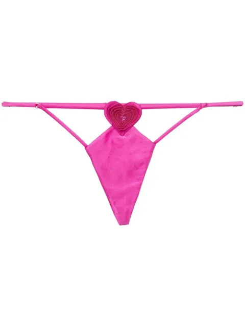 Fleur Du Mal Novelty heart-patch V-string thong