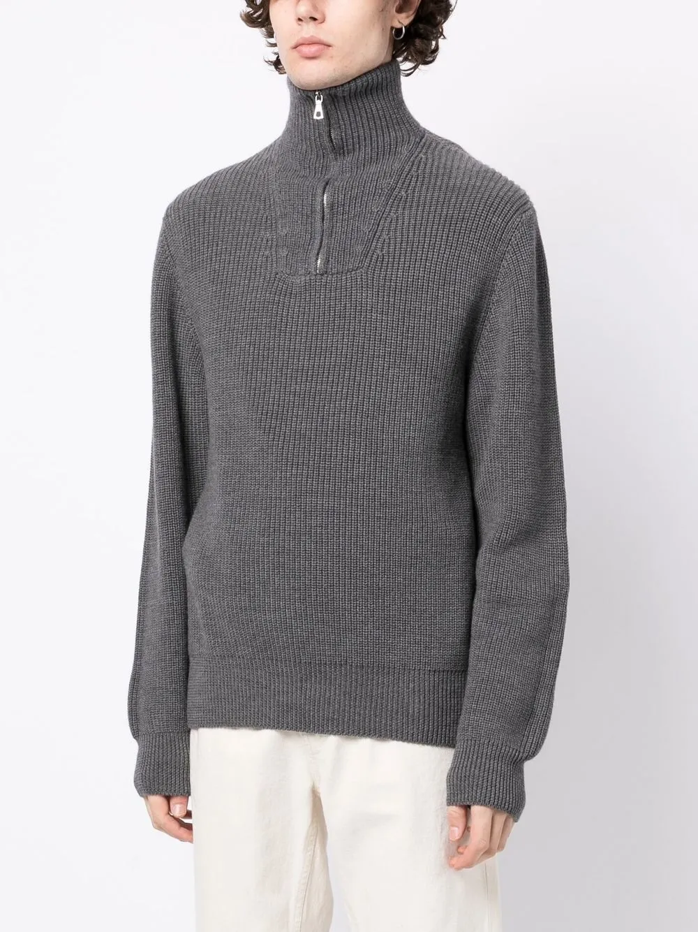 OFFICINE GENERALE TAREK 拉链领羊毛毛衣