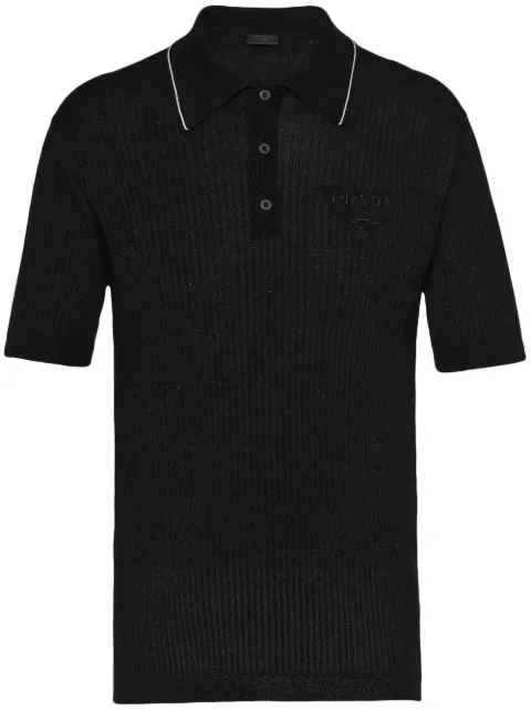 Prada cashmere and lamé polo shirt