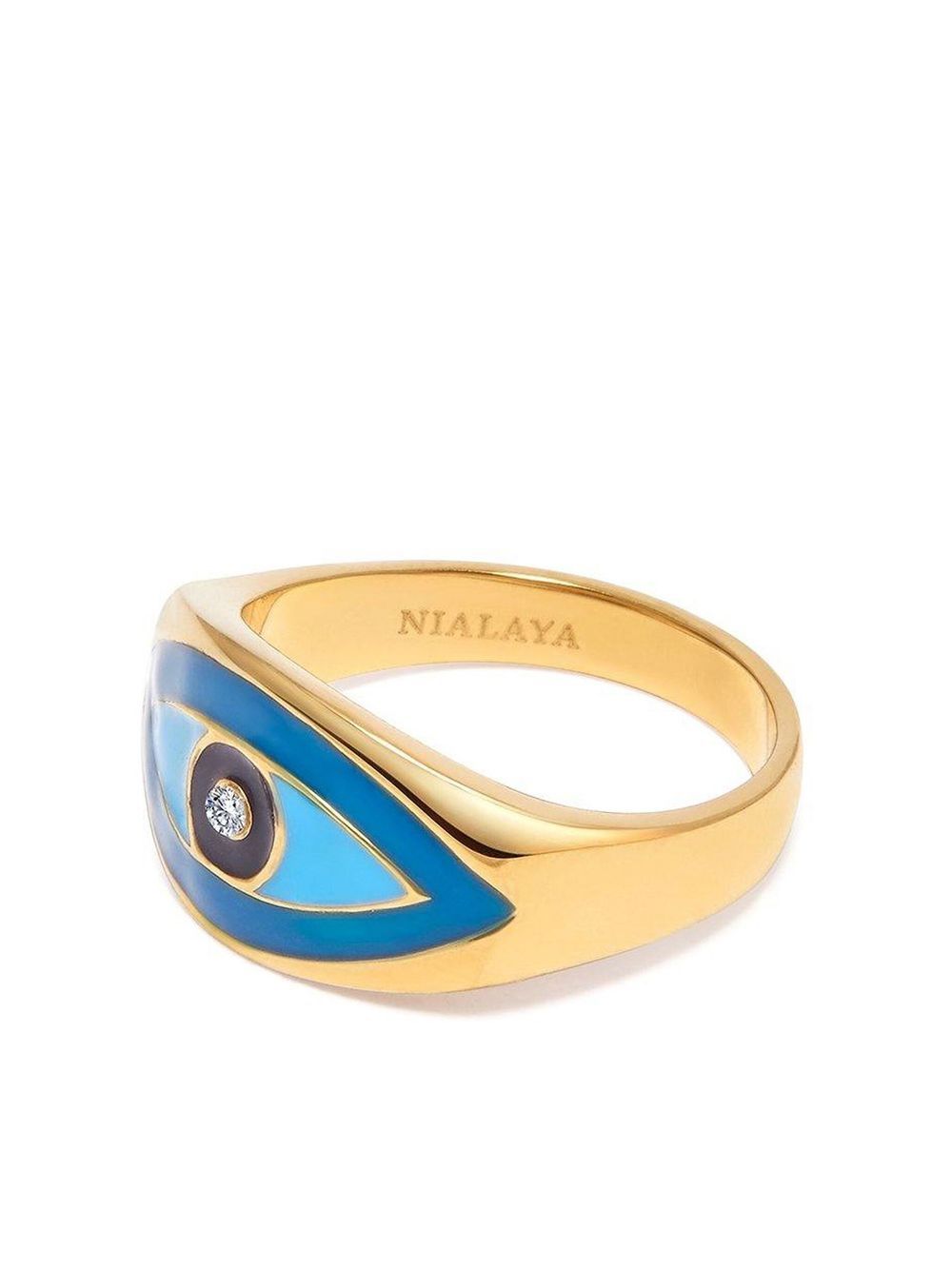 Shop Nialaya Jewelry Large Evil Eye Ring In Gold