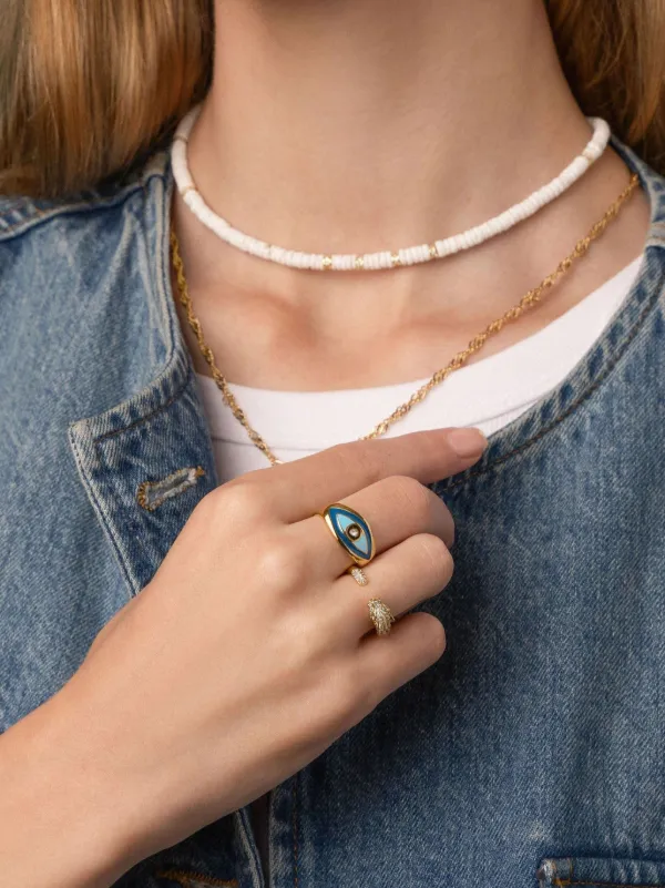 Nialaya Jewelry Evil Eye リング L | ゴールドトーン | FARFETCH JP