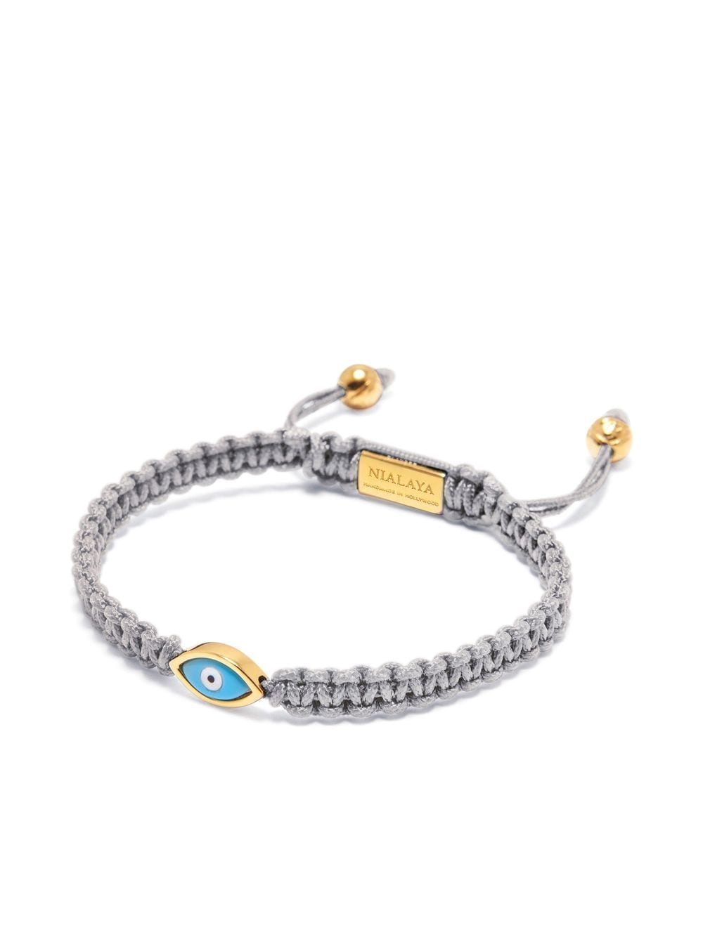 Shop Nialaya Jewelry Evil Eye-charm Braided Bracelet In Grey