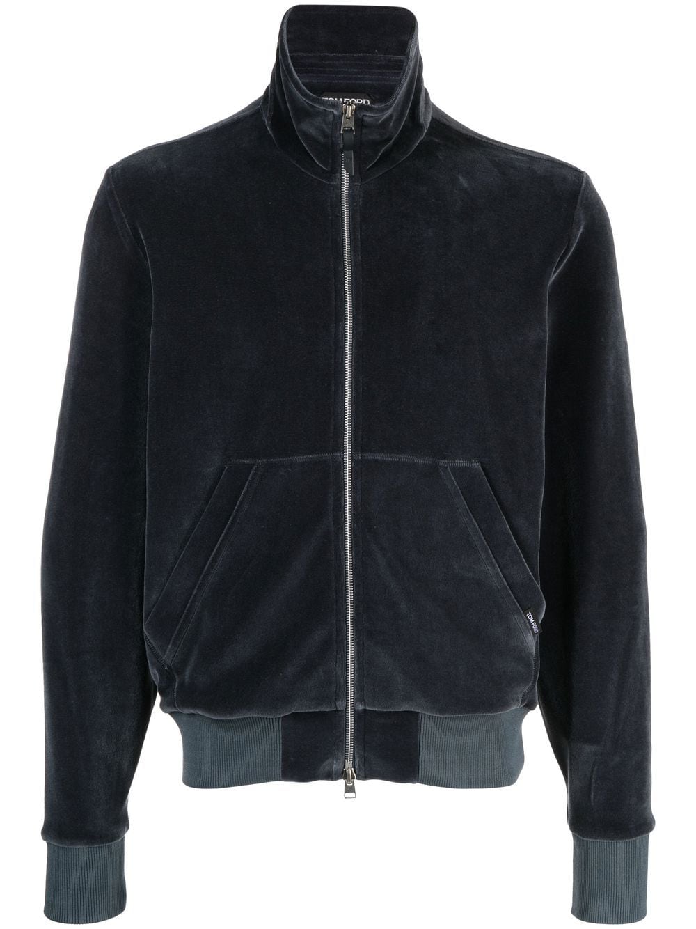 TOM FORD FUNNEL-NECK VELOUR ZIP SWEATSHIRT