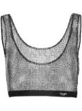 Prada rhinestone-embellished mesh crop top - Silver