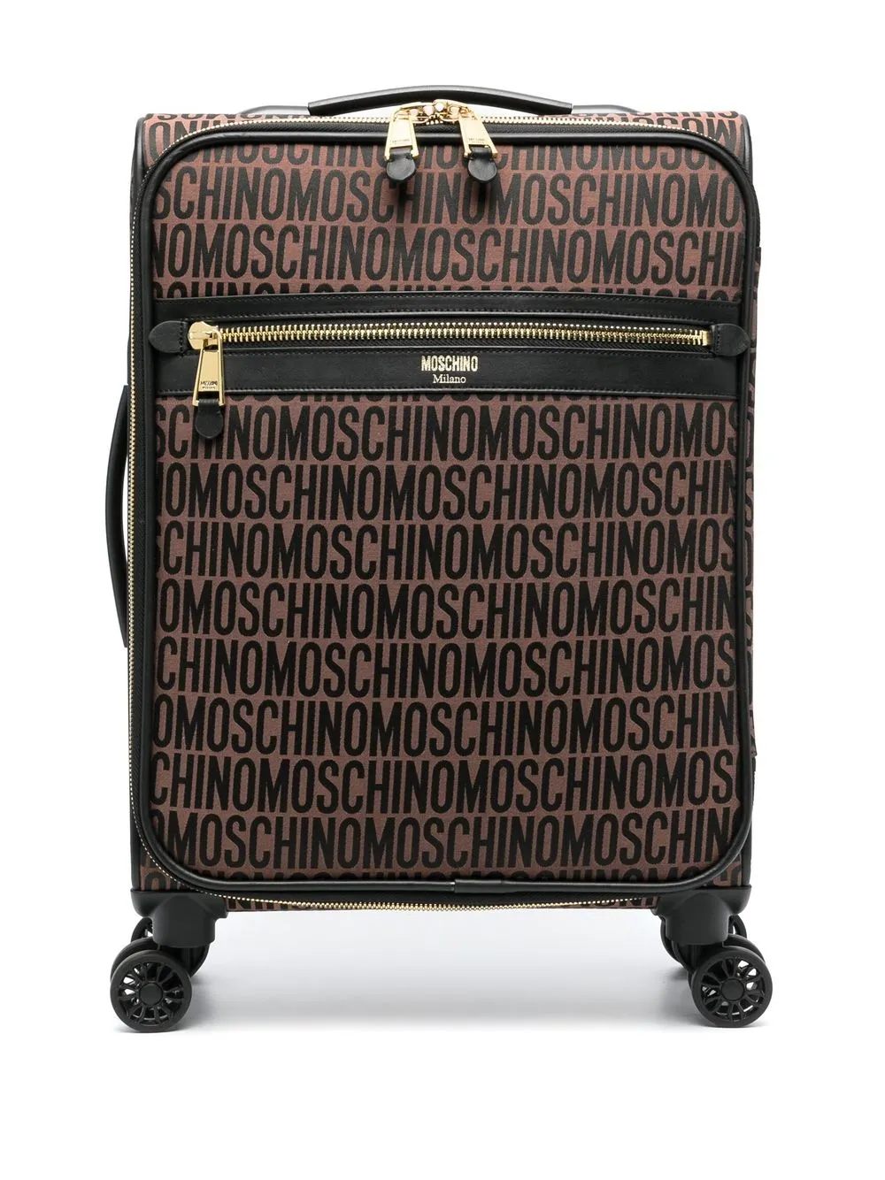 

Moschino logo-print four-wheel suitcase - Brown