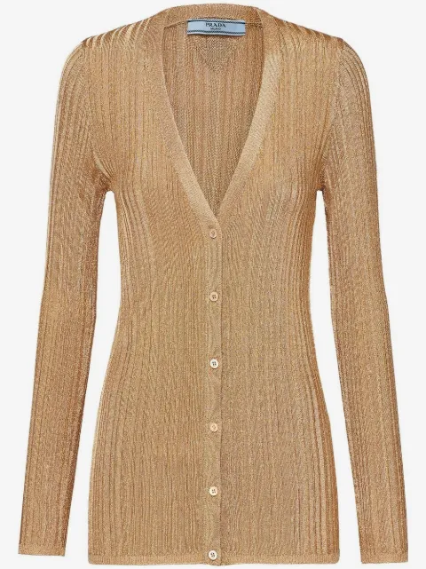 Prada V-neck lamé cardigan