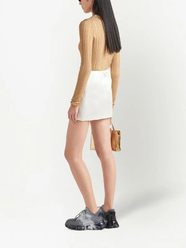 Prada V-neck Lamé Cardigan | Gold | FARFETCH