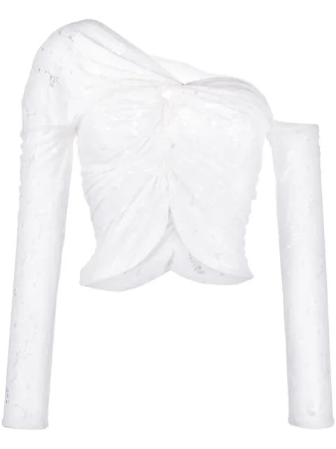 yuhan wang lace off-shoulder blouse