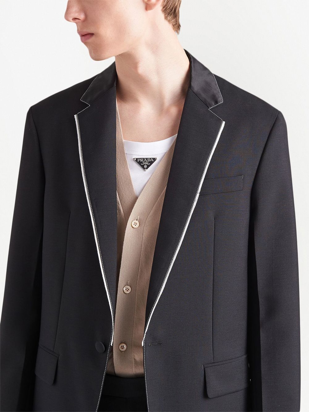 Shop Prada Single-breasted Mohair-wool Jacket In Black