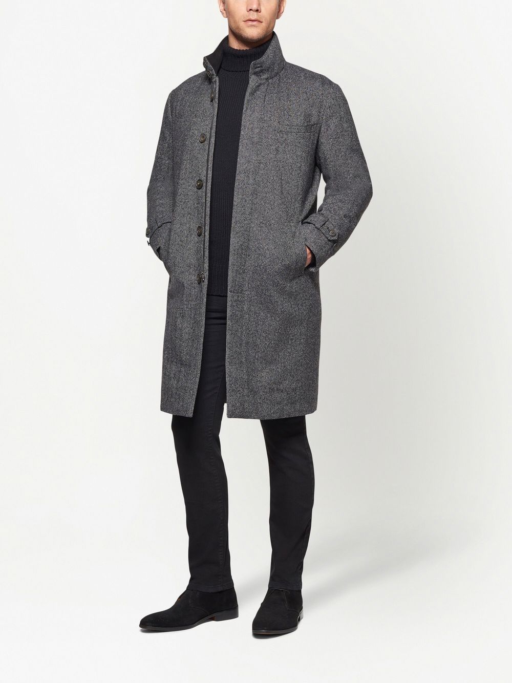 Shop Norwegian Wool Single-breasted Down-filled Coat In Grey