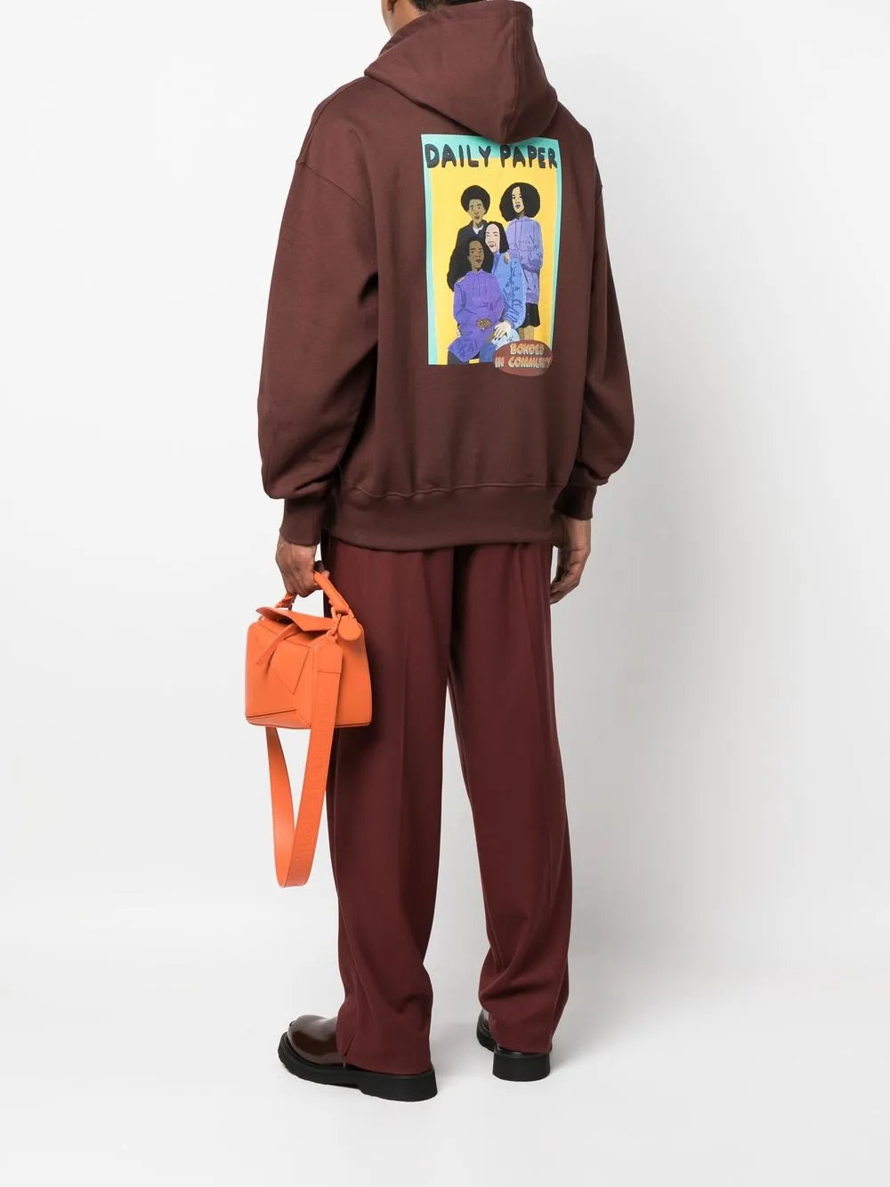 Daily Paper Graphic Print Cotton Hoodie In Braun