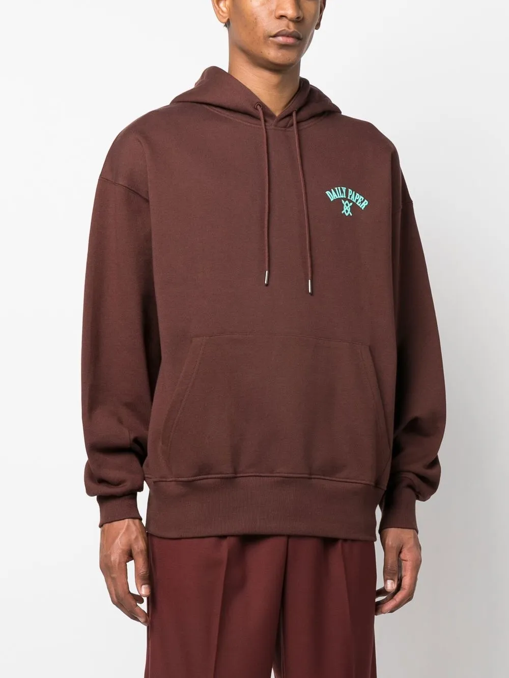 Daily Paper Graphic Print Cotton Hoodie In Braun