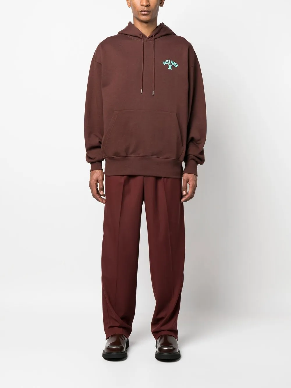 Daily Paper Graphic Print Cotton Hoodie In Braun