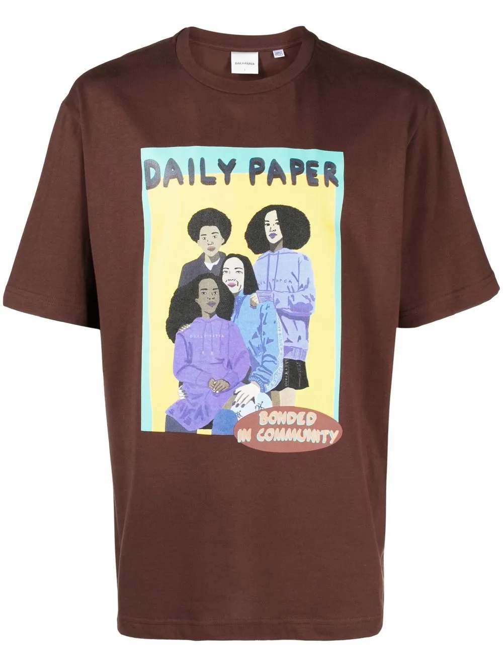 

Daily Paper logo-print detail T-shirt - Brown