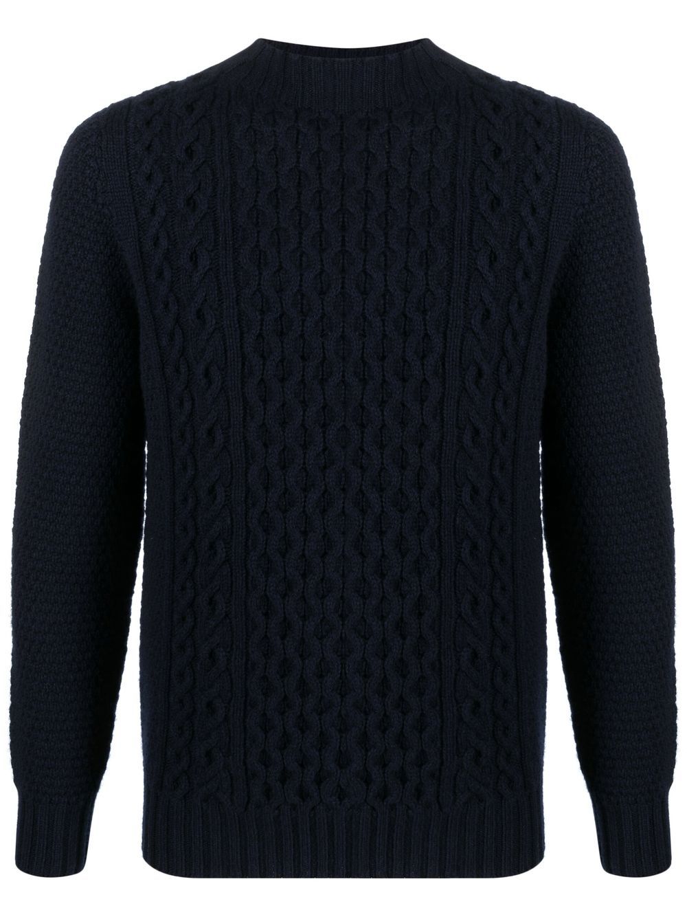 Drumohr Cable-knit Crew-neck Jumper In Blue