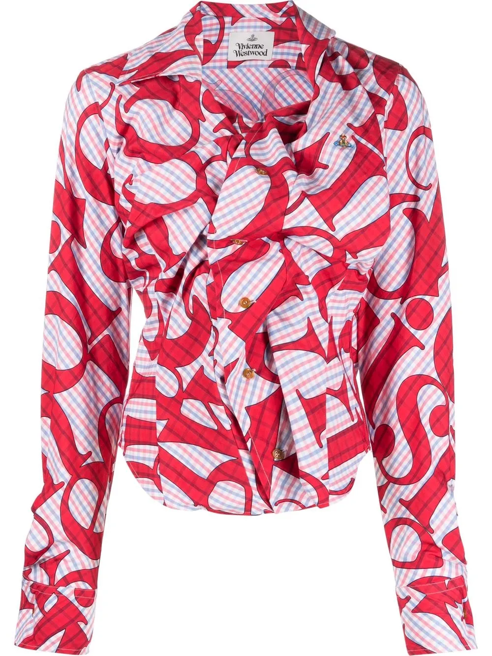 

Vivienne Westwood logo-print draped shirt - Red