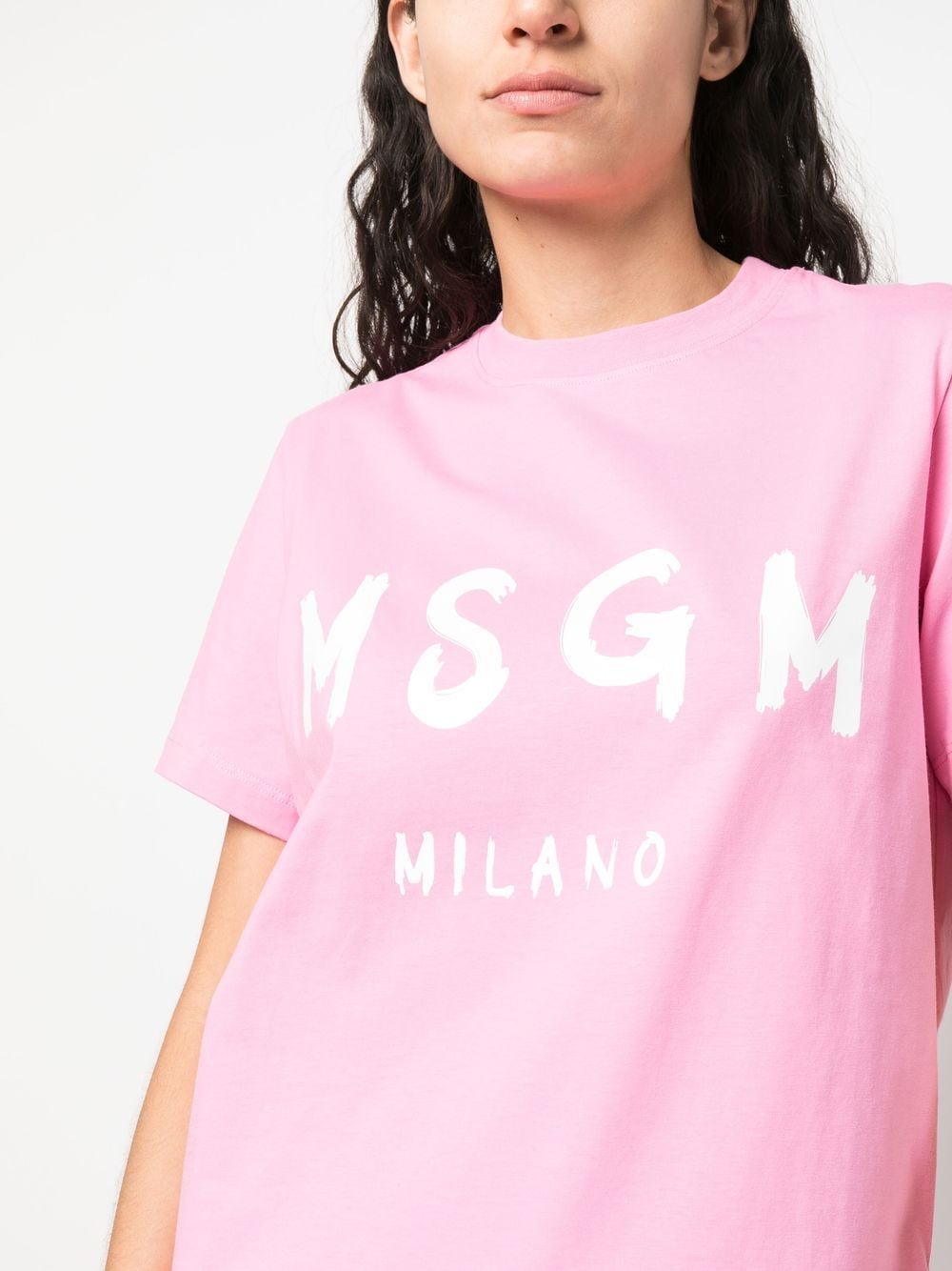 Shop Msgm Logo-print T-shirt In Rosa