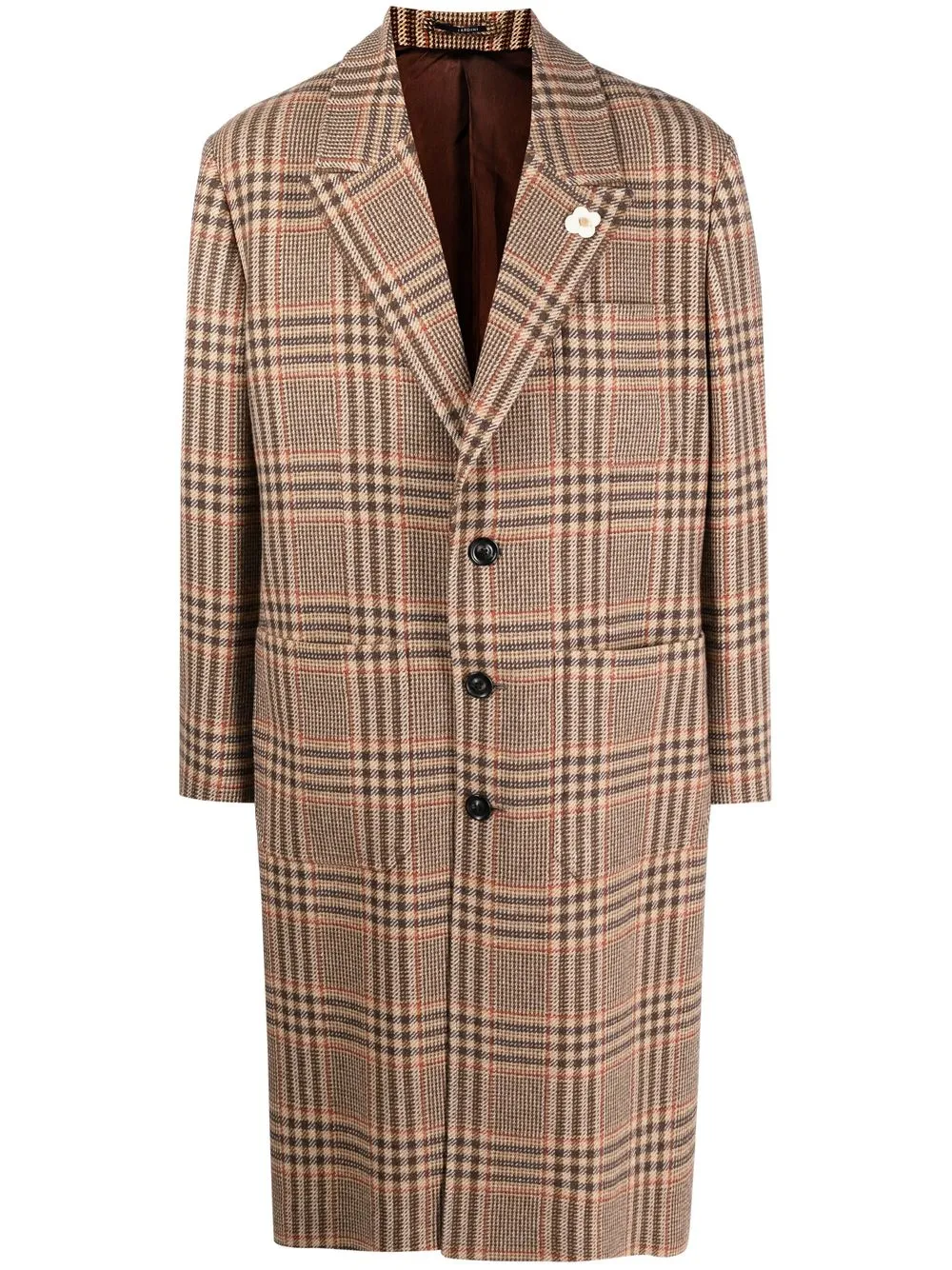 

Lardini checked single-breasted wool coat - Brown