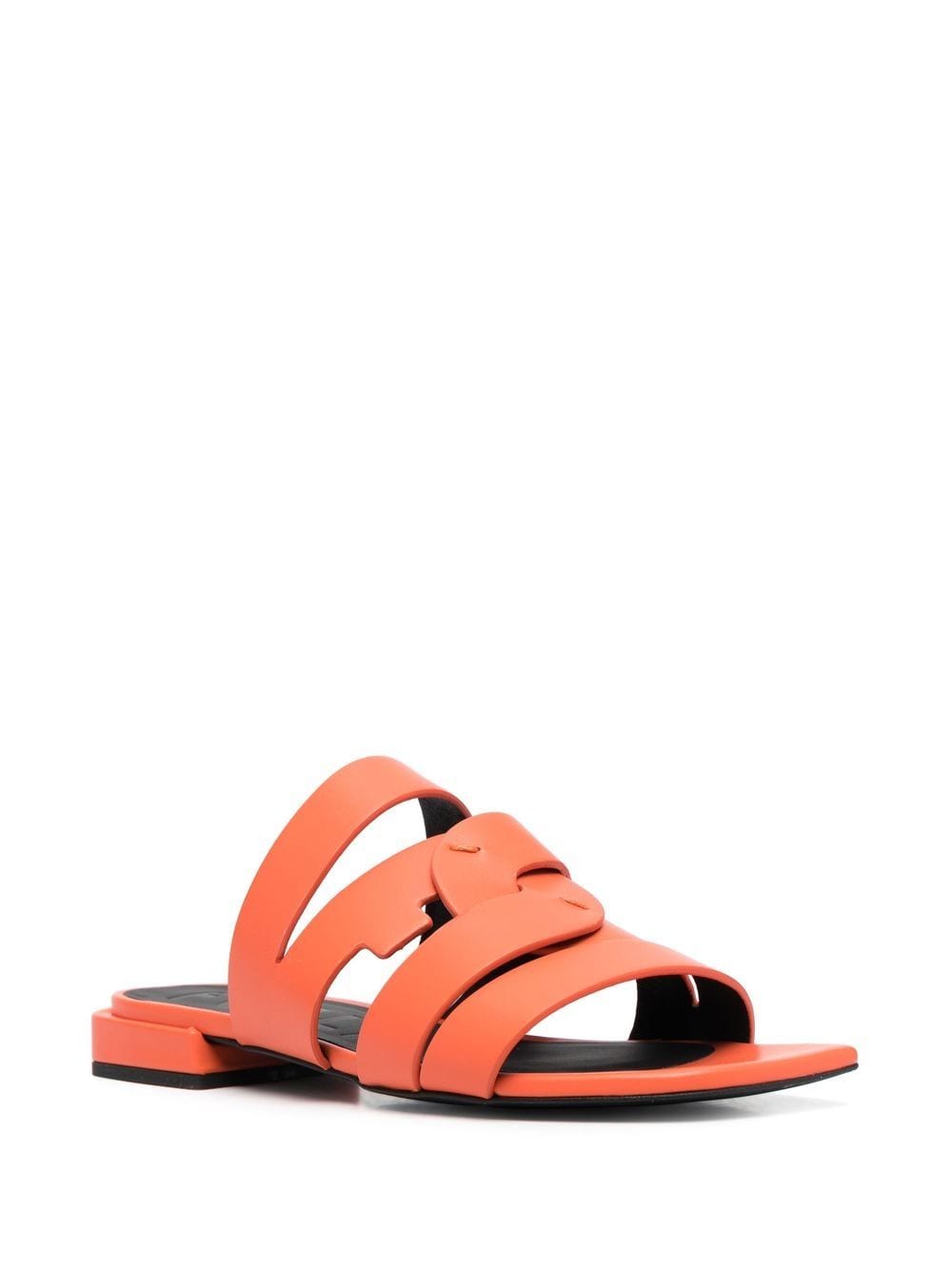 Shop Furla Multi-strap Leather Sandals In Orange