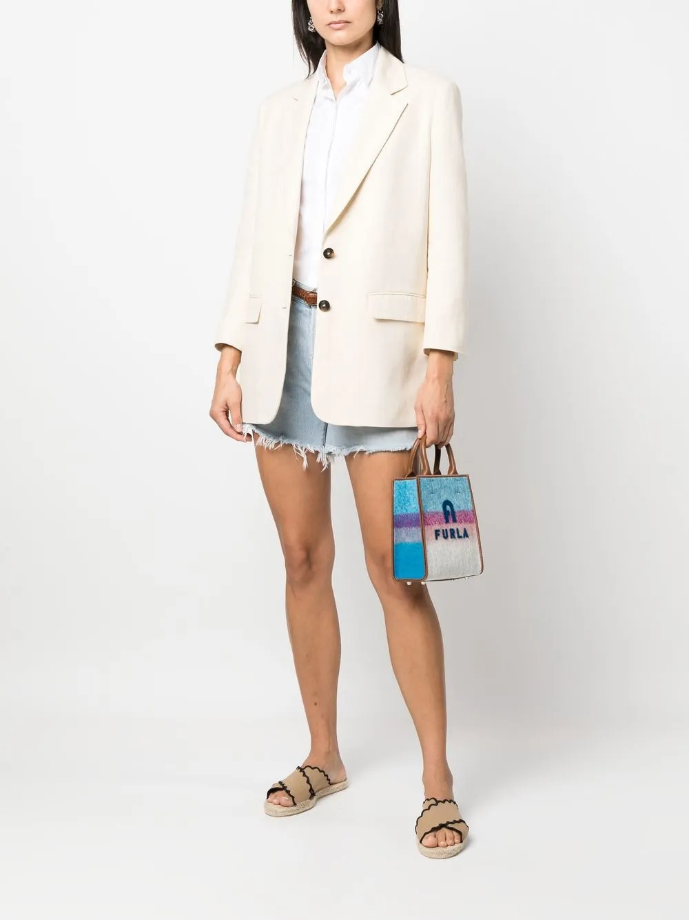 Furla Shopper met logoprint - Blauw