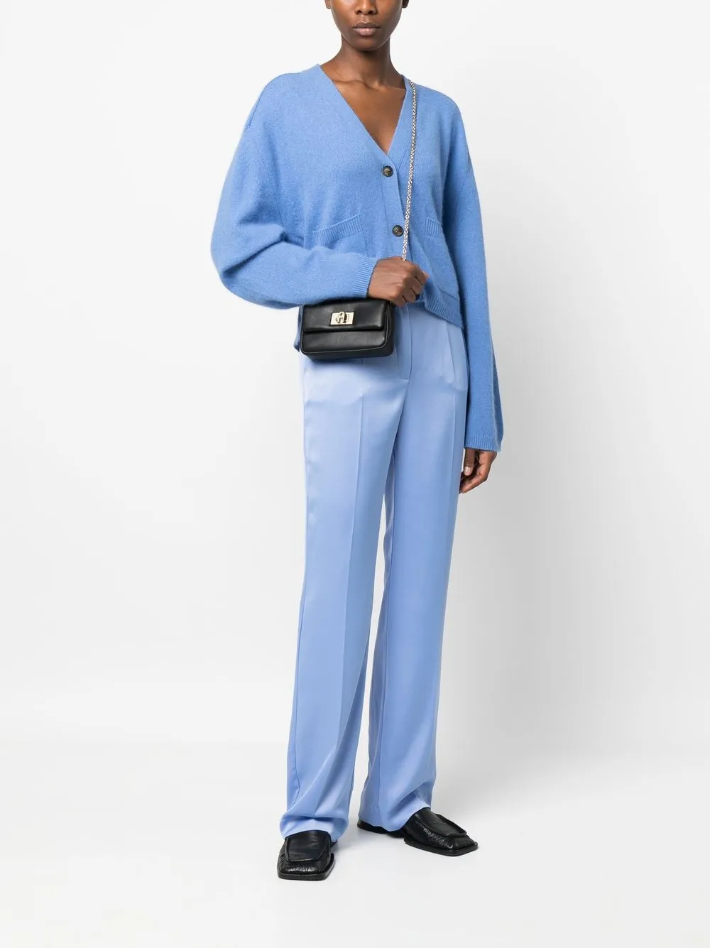 Furla Schoudertas met logogesp - Zwart