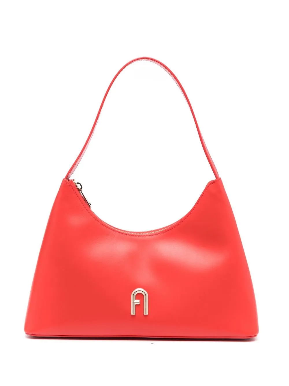 Shop Furla Leather Logo Plaque Shoulder Bag In Red