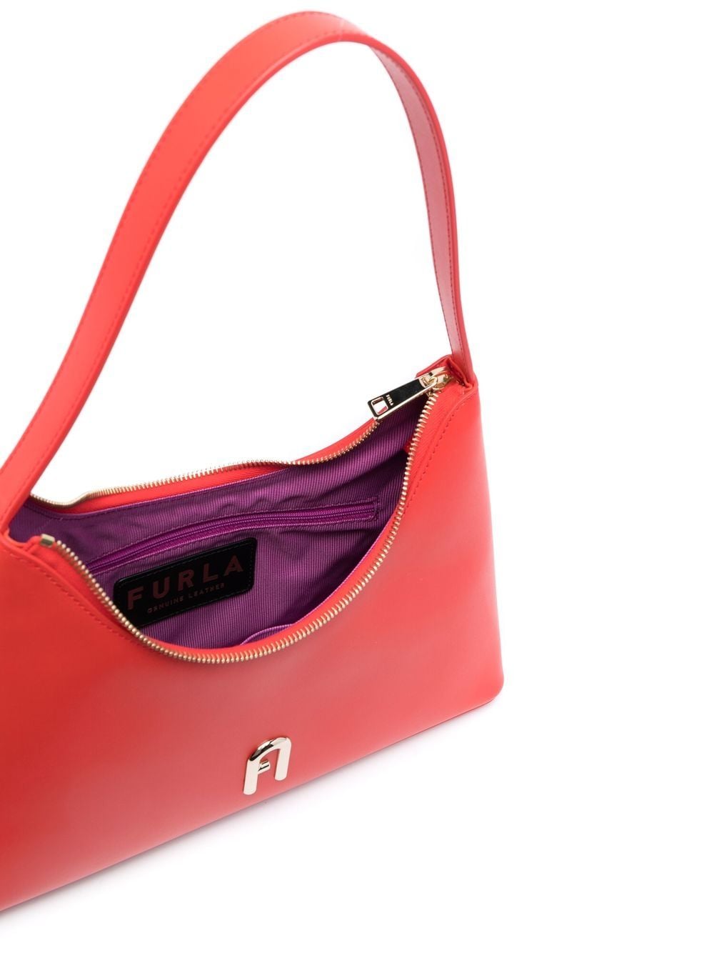 Shop Furla Leather Logo Plaque Shoulder Bag In Red