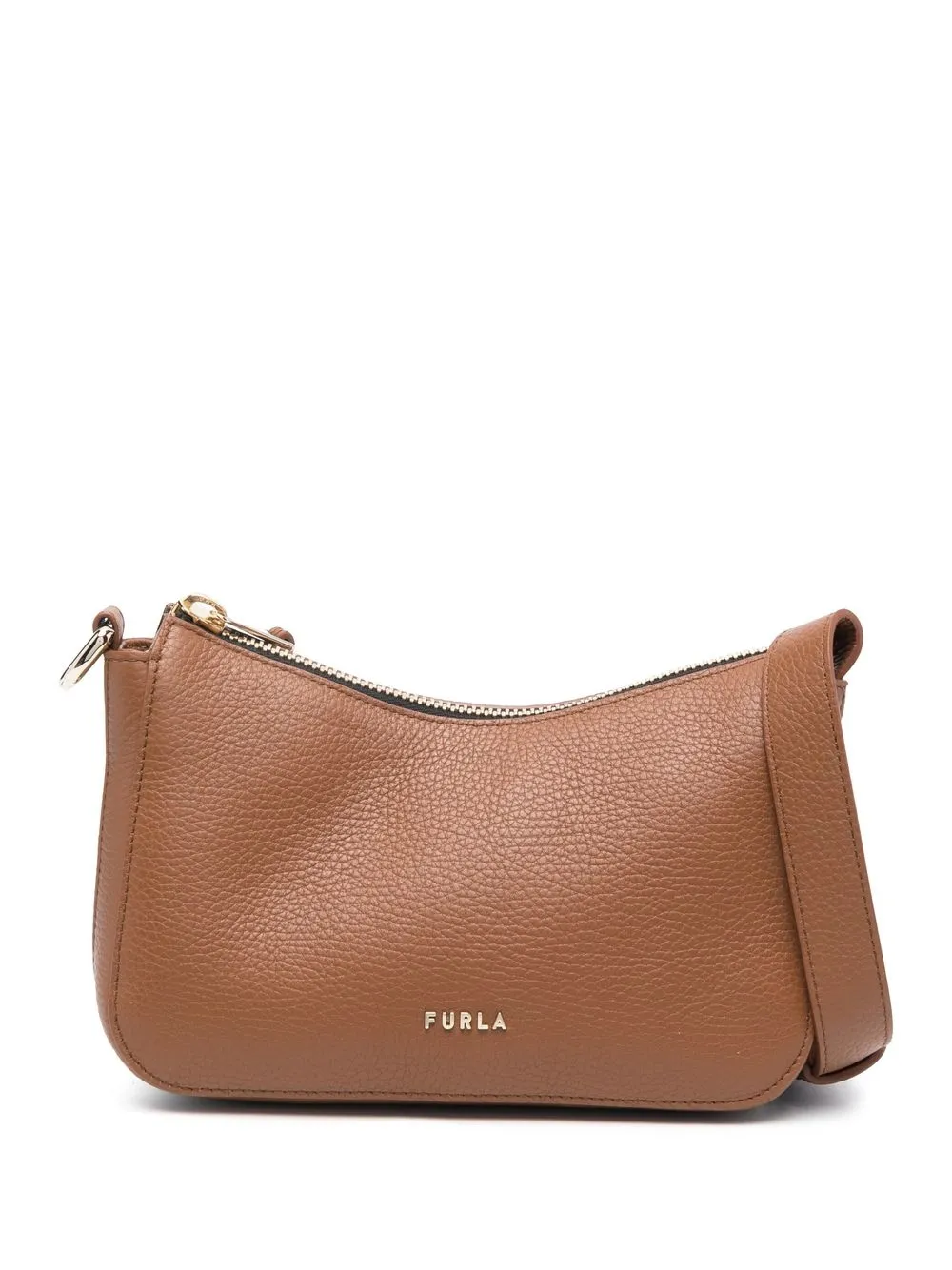 Furla Grained Leather Shoulder Bag In Brown