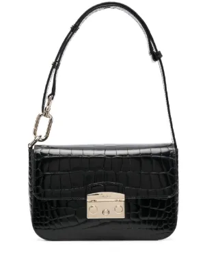 Furla crocodile effect Leather Shoulder Bag Farfetch