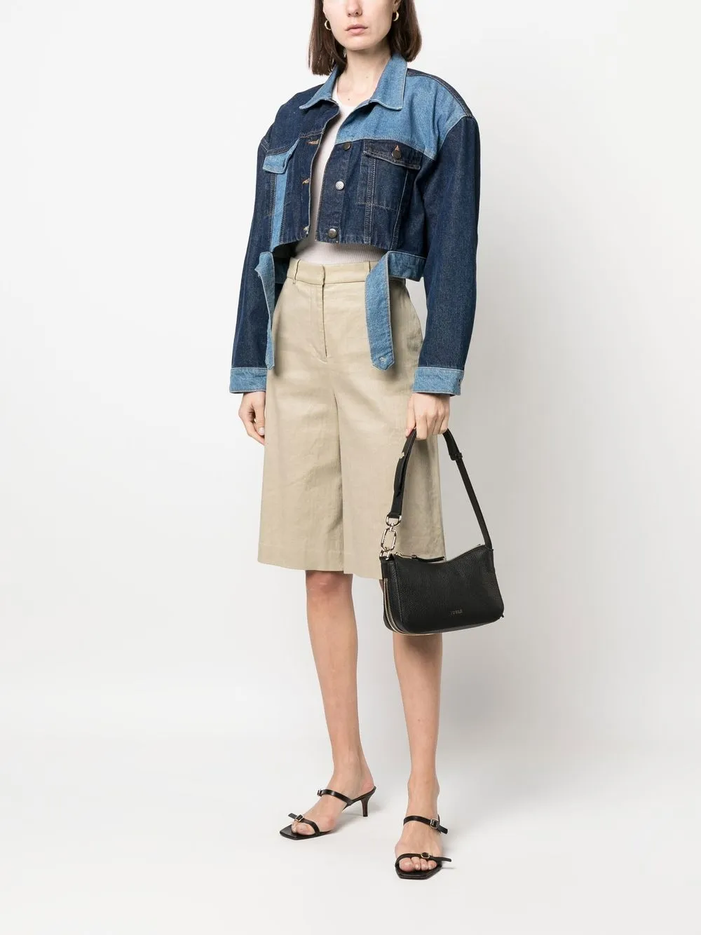 Furla Leren schoudertas - Zwart