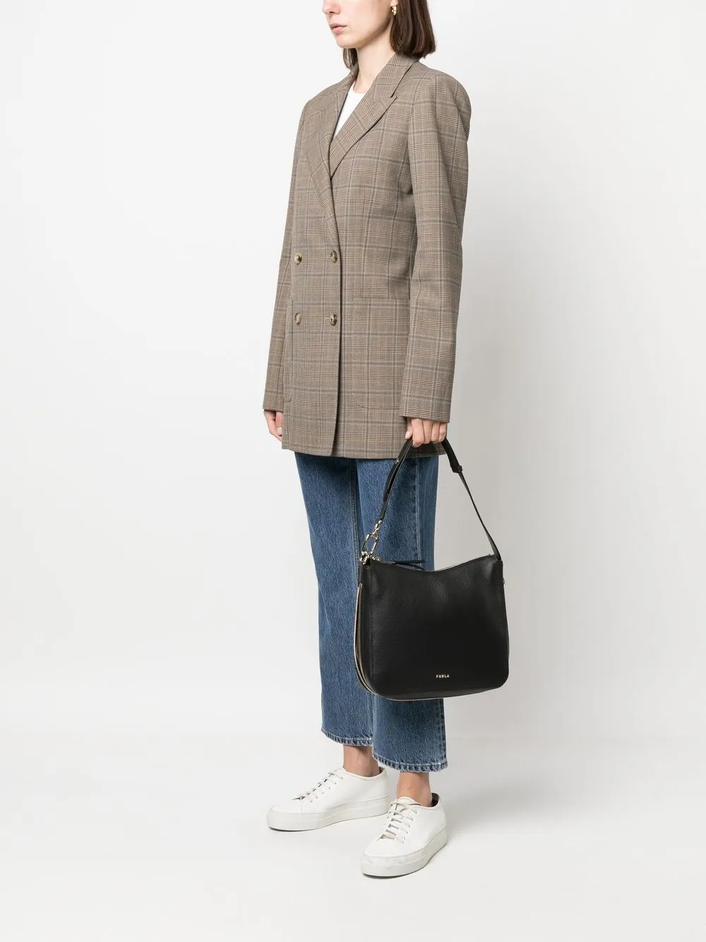 Furla Leren schoudertas - Zwart