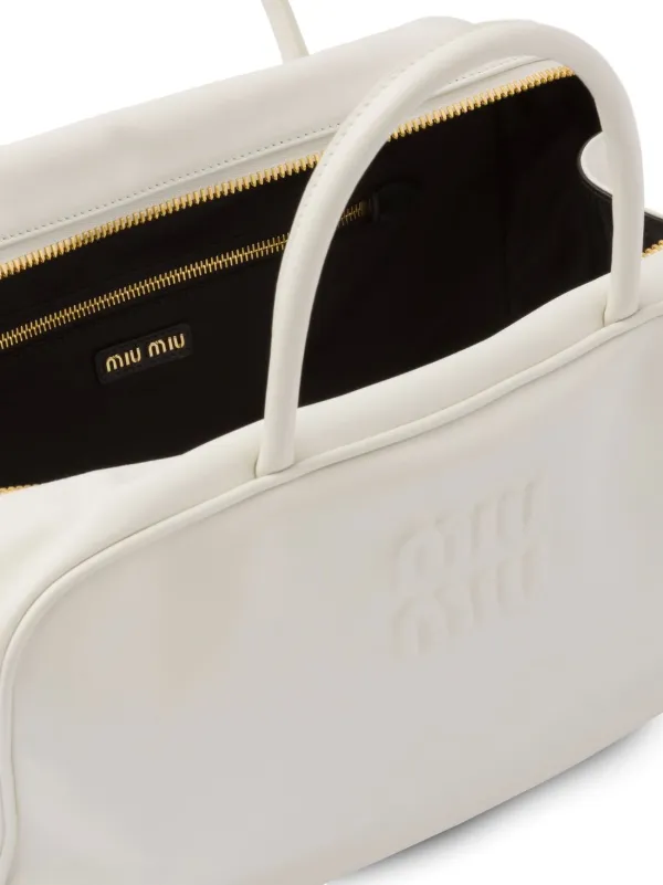 Miu Miu embossed-logo Leather Tote Bag - Farfetch 